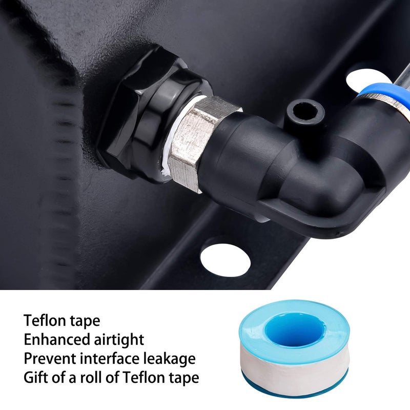 SPEEDWOW Coolant Overflow Tank, Aluminum Radiator Overflow Tank with Teflon Tape & O-ring Gasket, 1 L Universal Reservoir Expansion Tank (BLACK) - Image 3